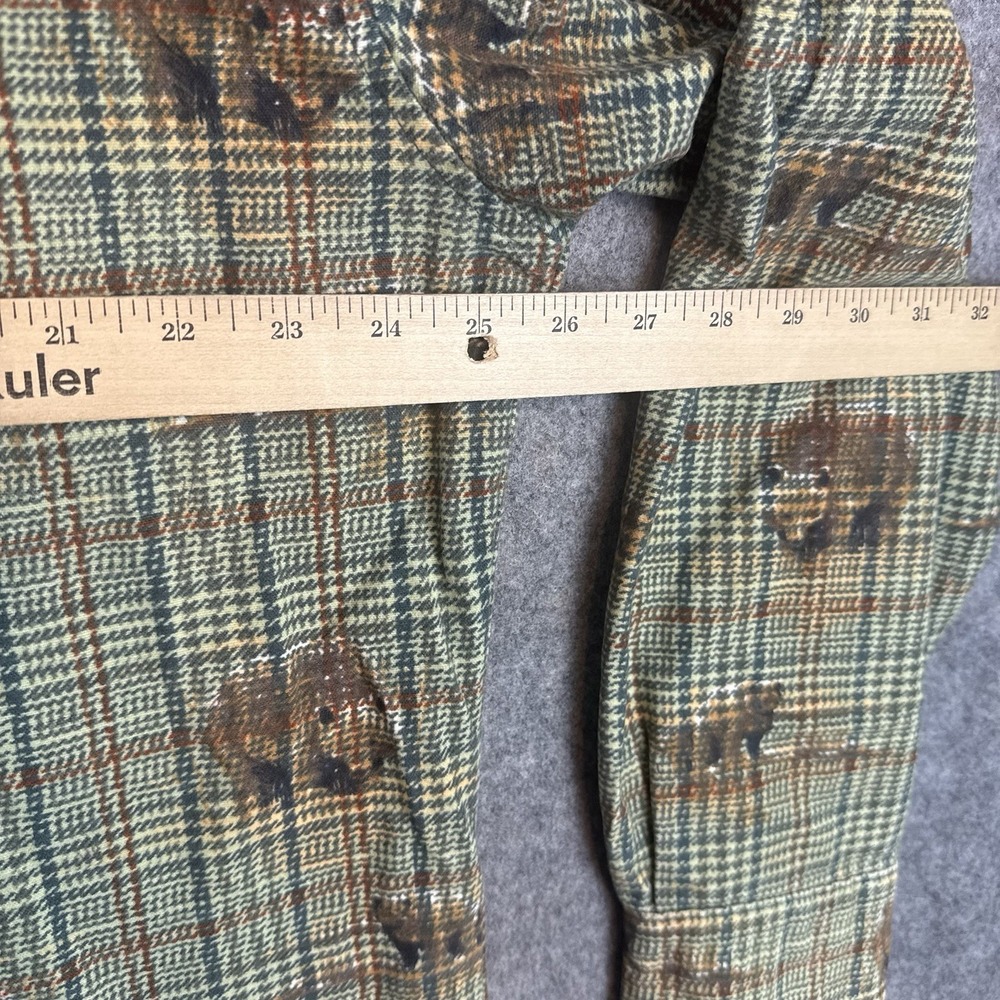 Woolrich Flannel Shirt Mens Large Bears Plaid AOP Button Up Elbow Patches - Picture 8 of 9